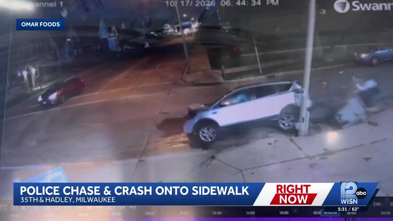 Video: Milwaukee police chase ends with crash onto sidewalk — WISN 12 Milwaukee, Danville Community news
